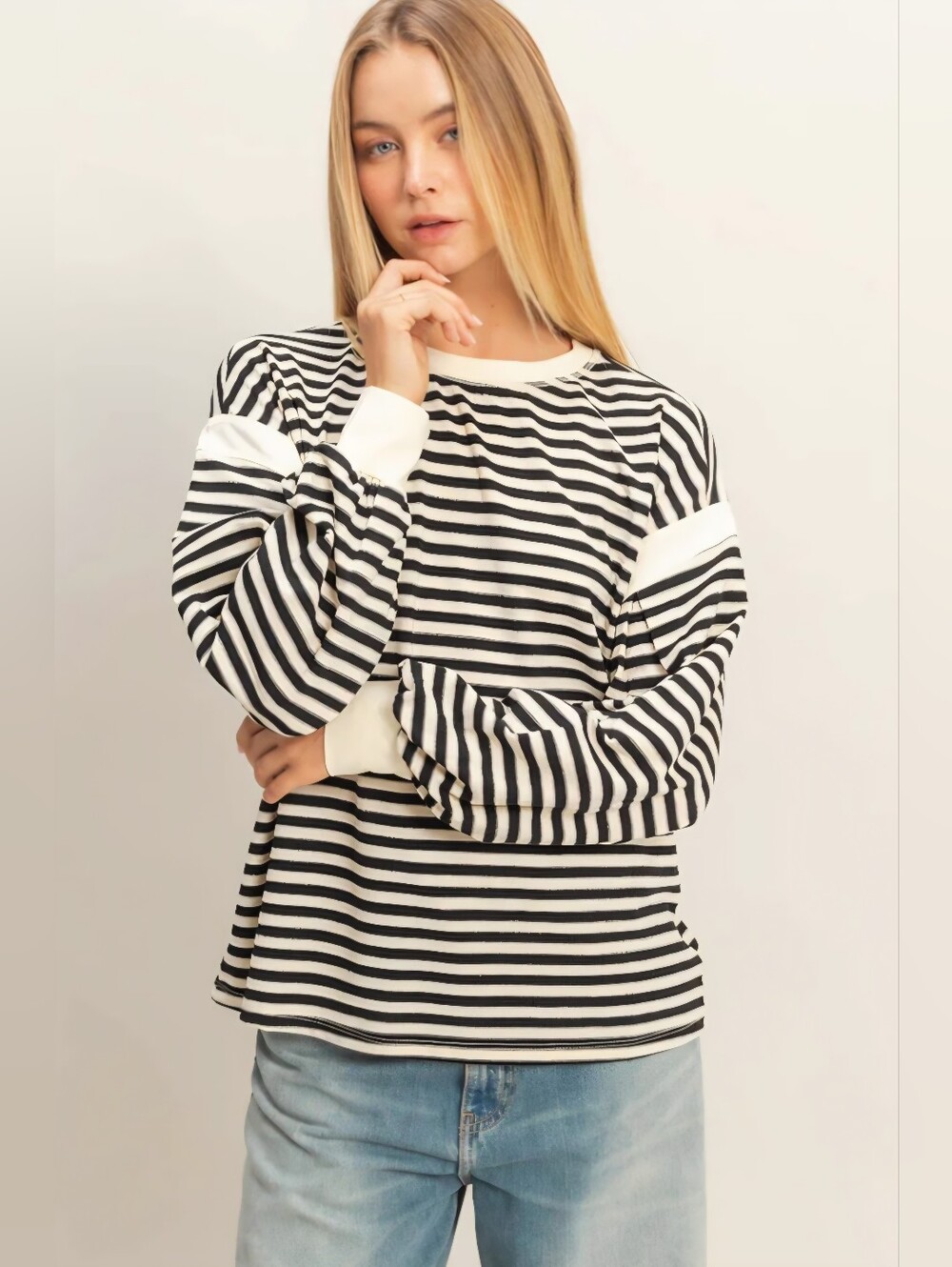 HYFVE NWOT Black & White Striped Long-Sleeve Shirt